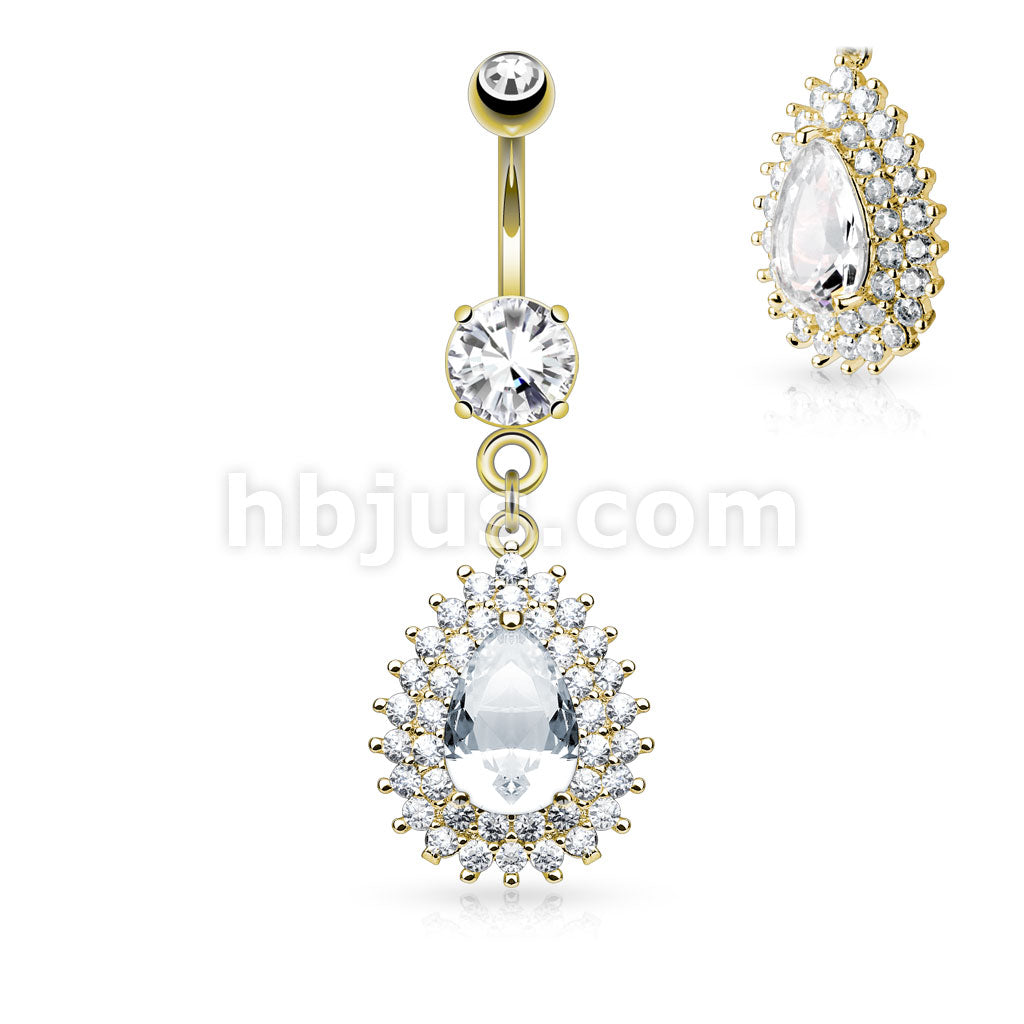 316L Surgical Steel 316L Surgical Steel Double Tier Paved CZ and Large... - Image 3