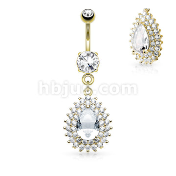 316L Surgical Steel 316L Surgical Steel Double Tier Paved CZ and Large... - Image 3