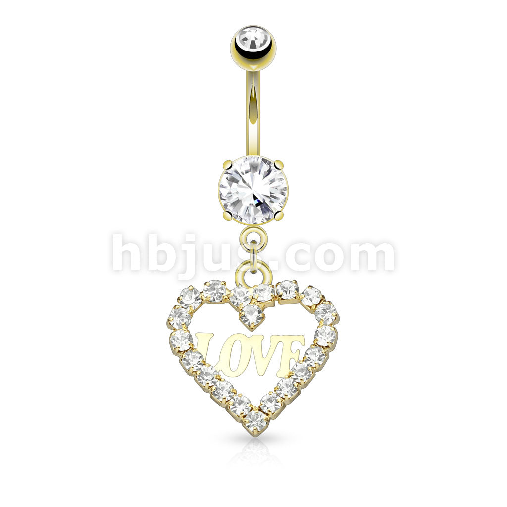 316L Surgical Steel 316L Surgical Steel Crystal Paved Hollow Heart With... - Image 3