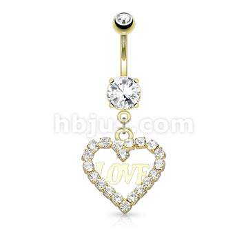 316L Surgical Steel 316L Surgical Steel Crystal Paved Hollow Heart With... - Image 3