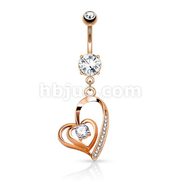316L Surgical Steel 316L Surgical Steel CZ Centered Double Heart With... - Image 5
