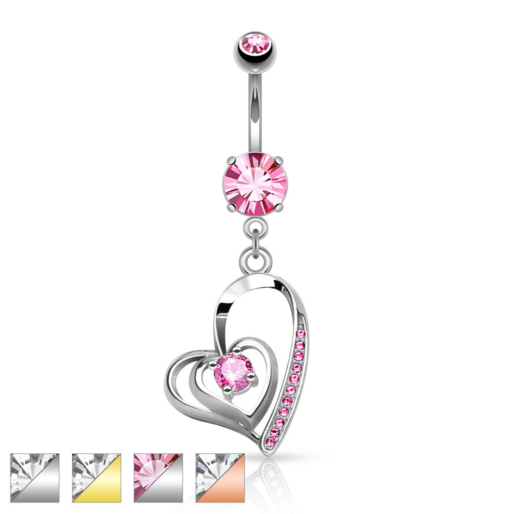 316L Surgical Steel 316L Surgical Steel CZ Centered Double Heart With...