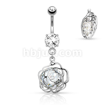 316L Surgical Steel 316L Surgical Steel Large CZ Incased Camellia... - Image 2