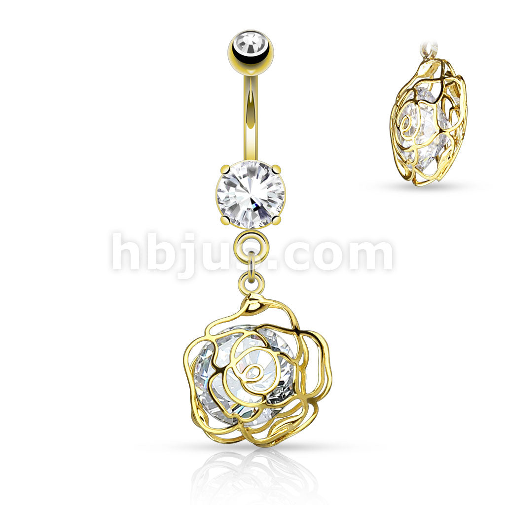 316L Surgical Steel 316L Surgical Steel Large CZ Incased Camellia... - Image 3