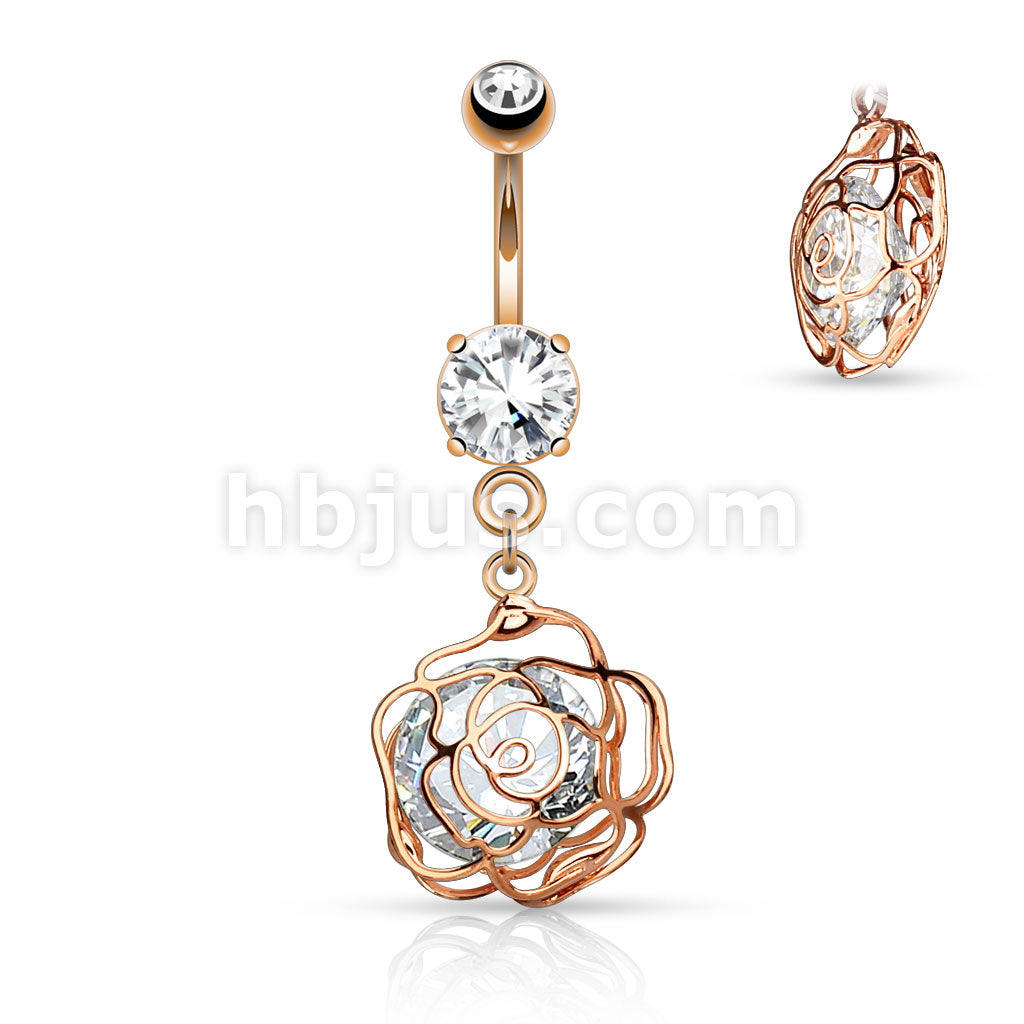 316L Surgical Steel 316L Surgical Steel Large CZ Incased Camellia... - Image 4