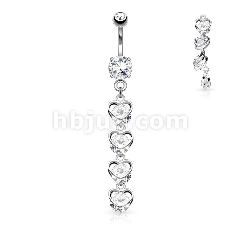 316L Surgical Steel 316L Surgical Steel Four Vertical Drop CZ Set... - Image 2