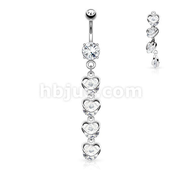 316L Surgical Steel 316L Surgical Steel Four Vertical Drop CZ Set... - Image 2