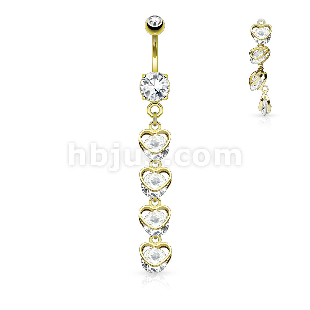 316L Surgical Steel 316L Surgical Steel Four Vertical Drop CZ Set... - Image 3