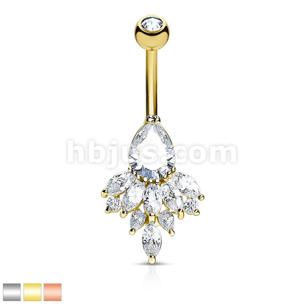 316L Surgical Steel 316L Surgical Steel Tear Drop CZ and Marquise CZ...