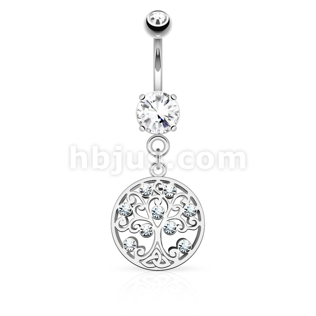 316L Surgical Steel 316L Surgical Steel CZ Set Tree of Life Dangle on... - Image 2