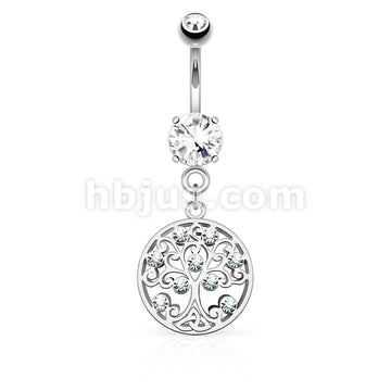 316L Surgical Steel 316L Surgical Steel CZ Set Tree of Life Dangle on... - Image 2