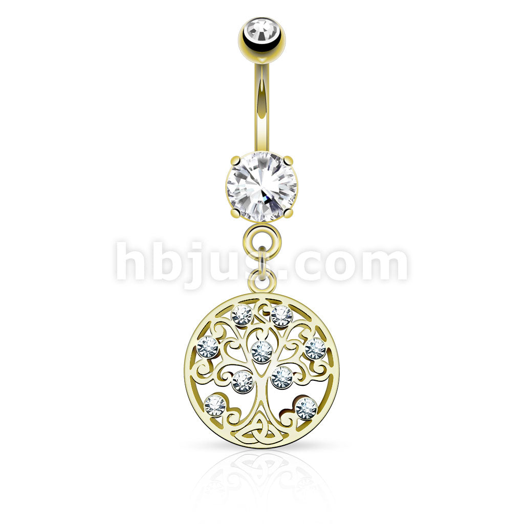 316L Surgical Steel 316L Surgical Steel CZ Set Tree of Life Dangle on... - Image 3