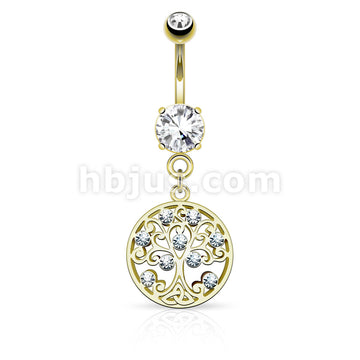 316L Surgical Steel 316L Surgical Steel CZ Set Tree of Life Dangle on... - Image 3