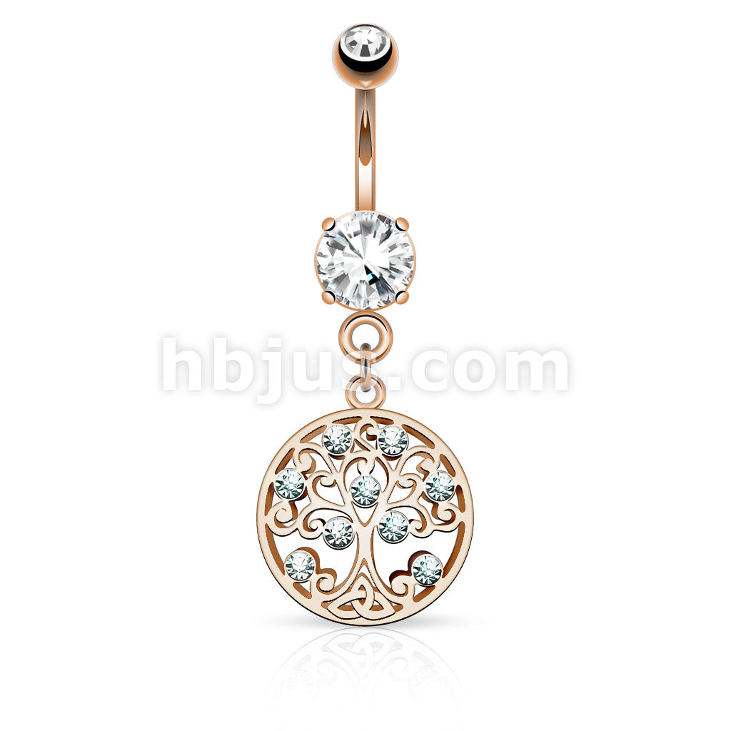 316L Surgical Steel 316L Surgical Steel CZ Set Tree of Life Dangle on... - Image 4