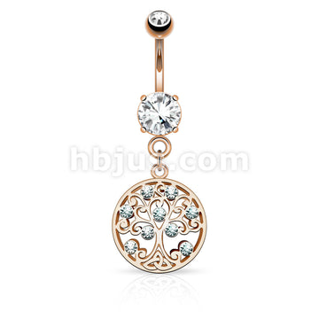 316L Surgical Steel 316L Surgical Steel CZ Set Tree of Life Dangle on... - Image 4