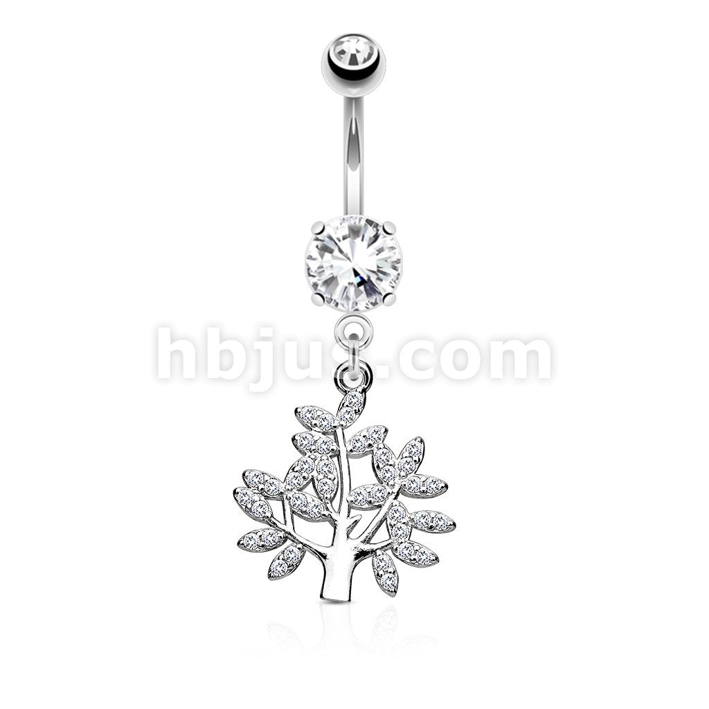 316L Surgical Steel 316L Surgical Steel Micro CZ Paved Life Tree Dangle... - Image 2