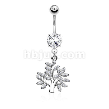 316L Surgical Steel 316L Surgical Steel Micro CZ Paved Life Tree Dangle... - Image 2