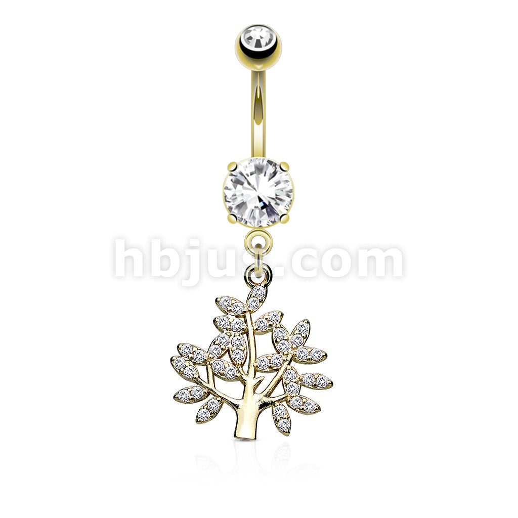 316L Surgical Steel 316L Surgical Steel Micro CZ Paved Life Tree Dangle... - Image 3