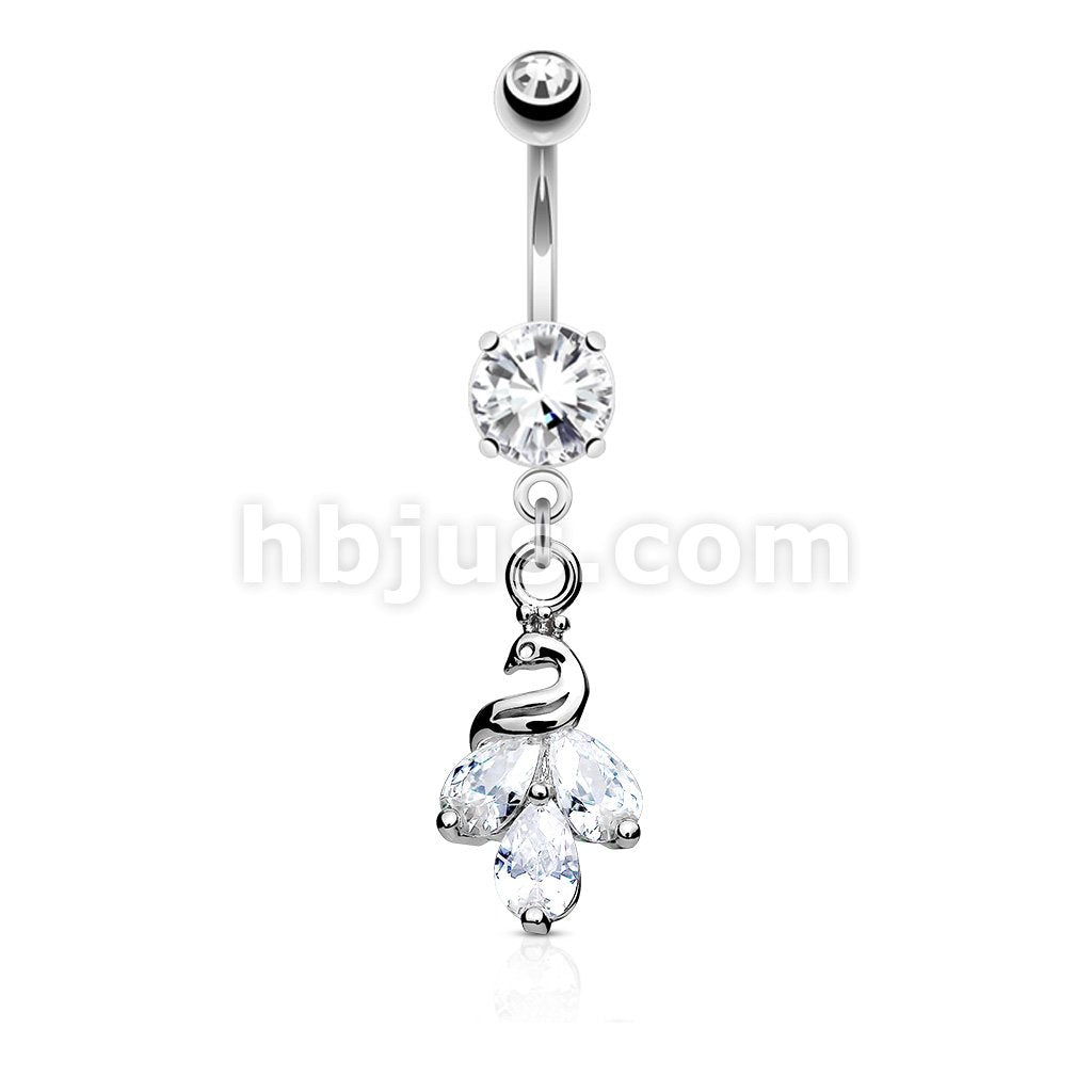 316L Surgical Steel 316L Surgical Steel Cluster CZ Peacock Dangle and... - Image 2