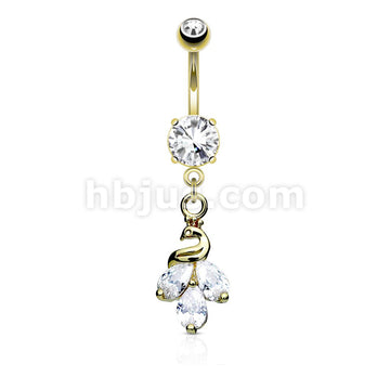 316L Surgical Steel 316L Surgical Steel Cluster CZ Peacock Dangle and... - Image 3