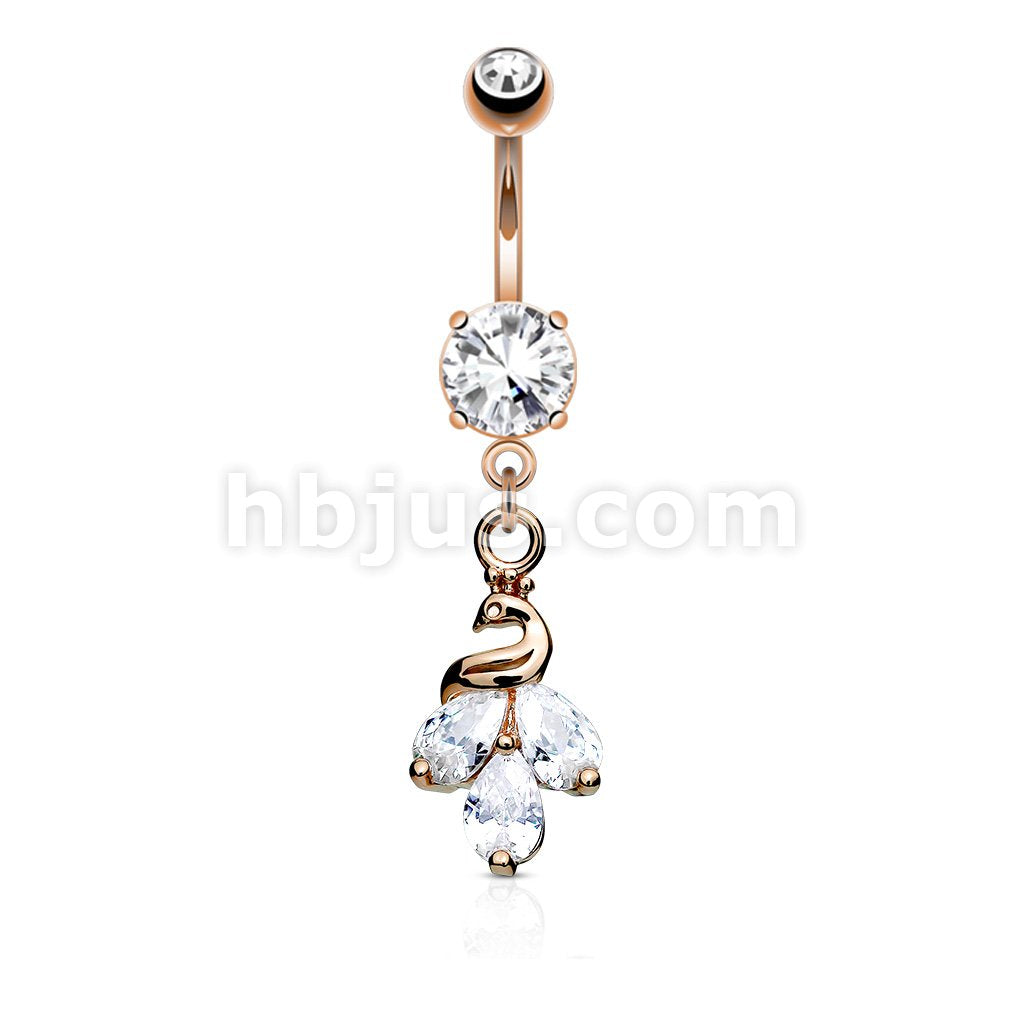 316L Surgical Steel 316L Surgical Steel Cluster CZ Peacock Dangle and... - Image 4