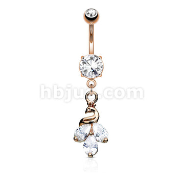 316L Surgical Steel 316L Surgical Steel Cluster CZ Peacock Dangle and... - Image 4