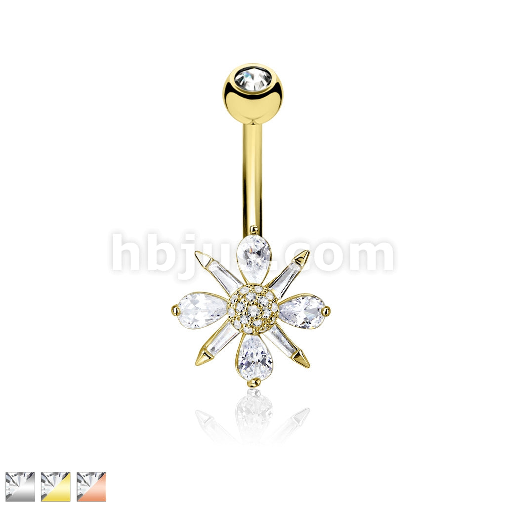 316L Surgical Steel 316L Surgical Steel Barguette CZ and Pear CZ...