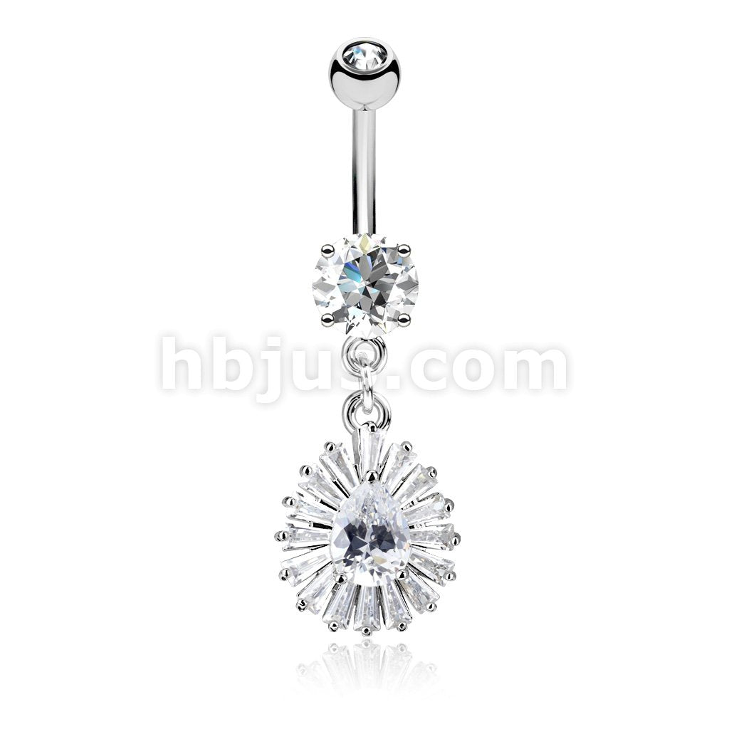 316L Surgical Steel 316L Surgical Steel Pear CZ Center and Princess Cut... - Image 2