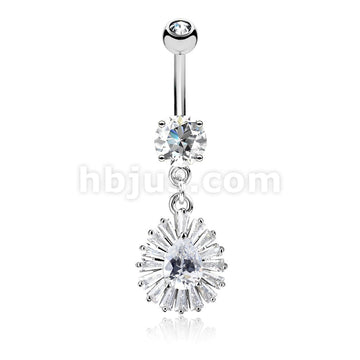316L Surgical Steel 316L Surgical Steel Pear CZ Center and Princess Cut... - Image 2