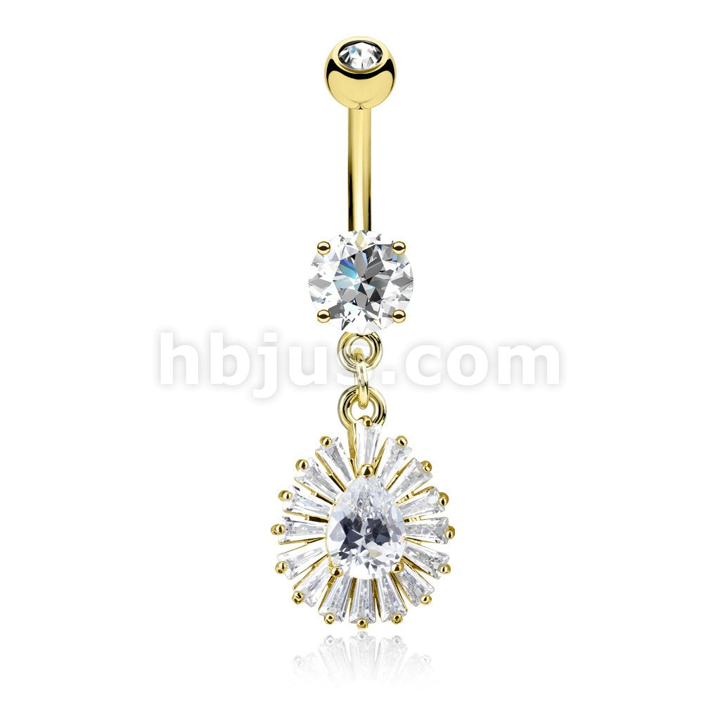 316L Surgical Steel 316L Surgical Steel Pear CZ Center and Princess Cut... - Image 3