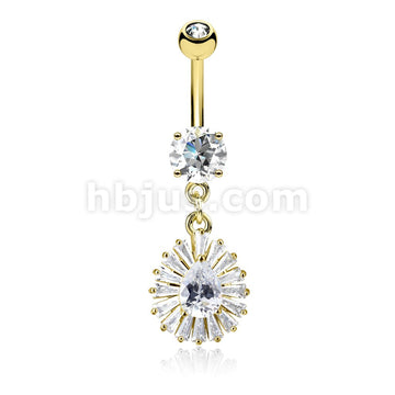 316L Surgical Steel 316L Surgical Steel Pear CZ Center and Princess Cut... - Image 3