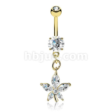 316L Surgical Steel 316L Surgical Steel Marquise CZ Petal Flower Dangle... - Image 3
