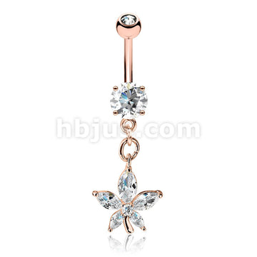 316L Surgical Steel 316L Surgical Steel Marquise CZ Petal Flower Dangle... - Image 4