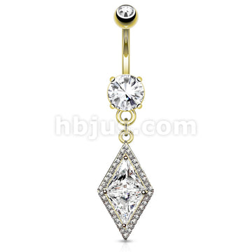 316L Surgical Steel 316L Surgical Steel Double Tier Belly Ring With... - Image 3