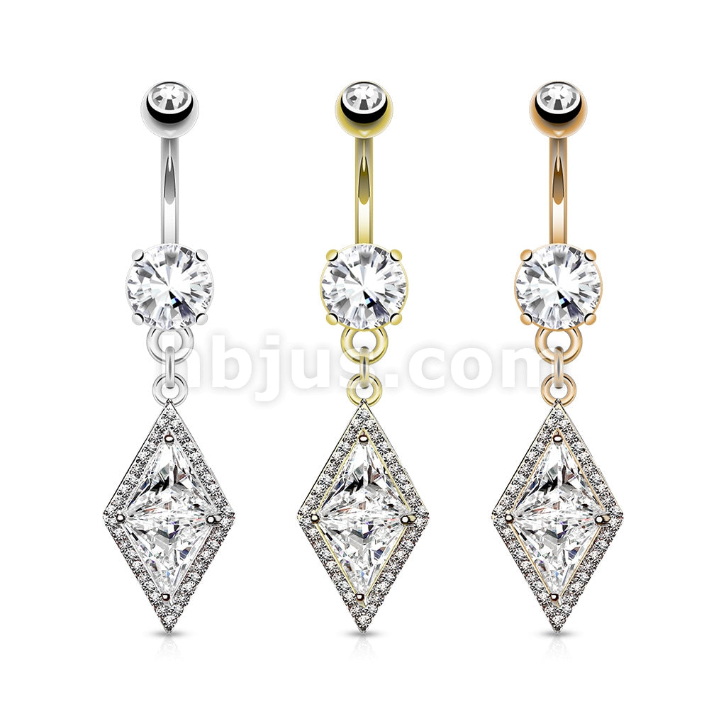 316L Surgical Steel 316L Surgical Steel Double Tier Belly Ring With... - Image 6