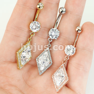 316L Surgical Steel 316L Surgical Steel Double Tier Belly Ring With... - Image 7