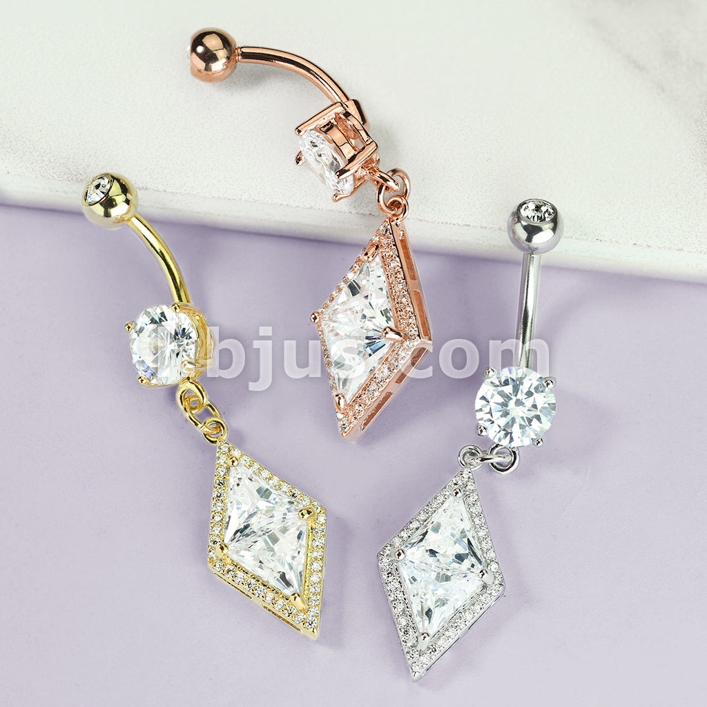 316L Surgical Steel 316L Surgical Steel Double Tier Belly Ring With... - Image 8