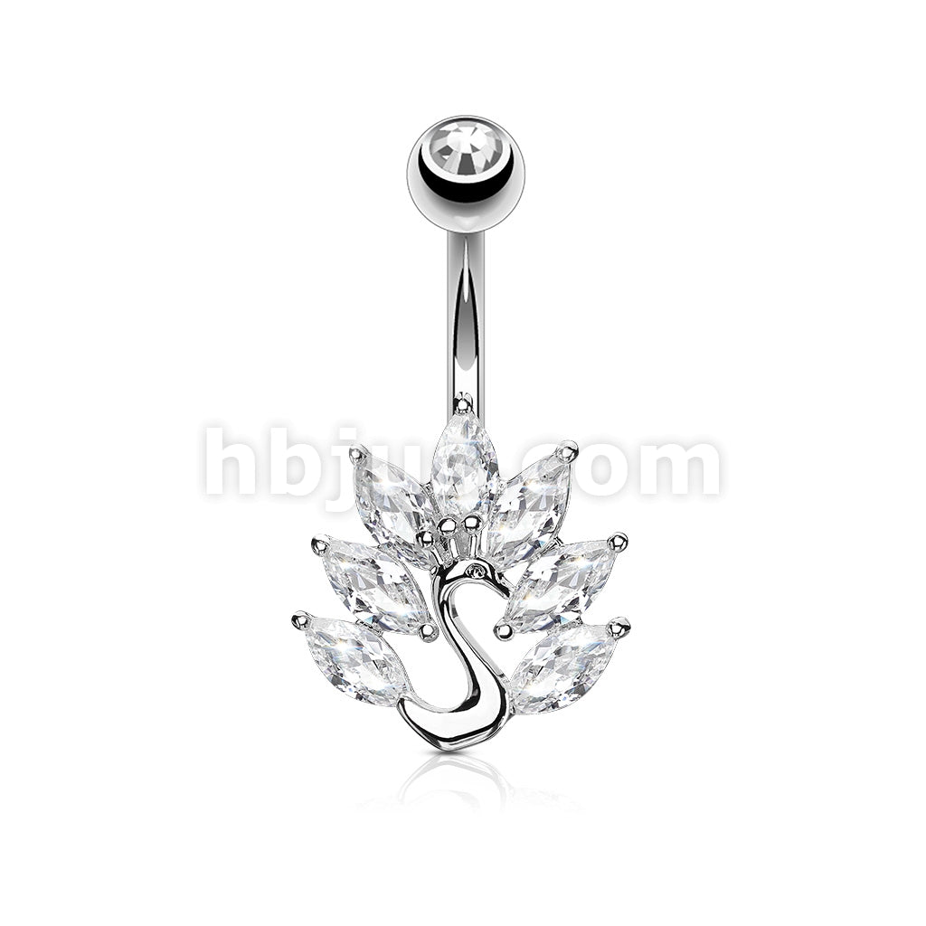 316L Surgical Steel 316L Surgical Steel Marquise CZ Peacock Belly... - Image 2