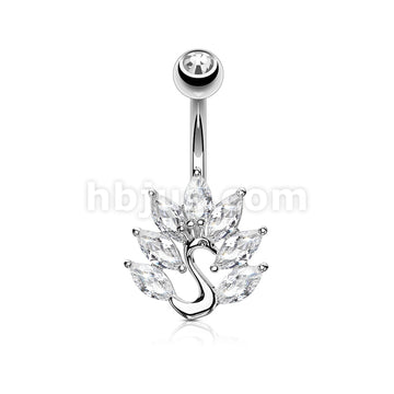 316L Surgical Steel 316L Surgical Steel Marquise CZ Peacock Belly... - Image 2
