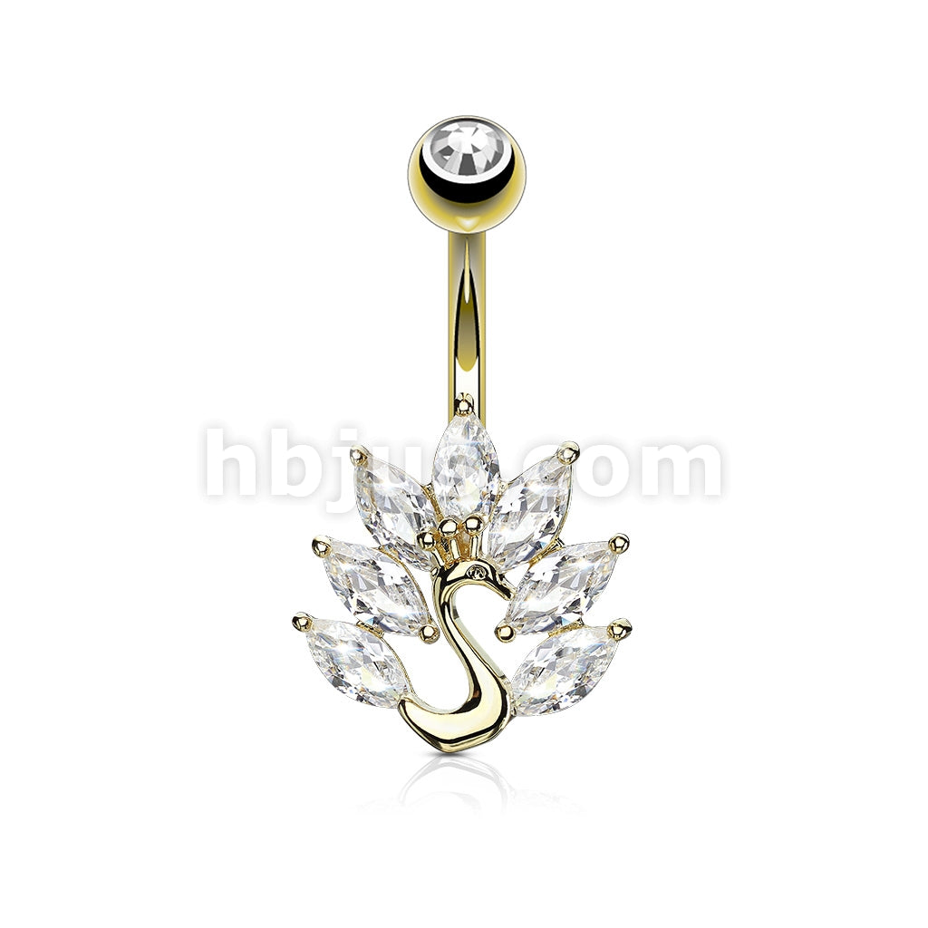 316L Surgical Steel 316L Surgical Steel Marquise CZ Peacock Belly... - Image 3