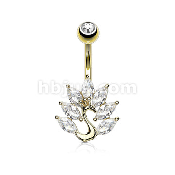 316L Surgical Steel 316L Surgical Steel Marquise CZ Peacock Belly... - Image 3