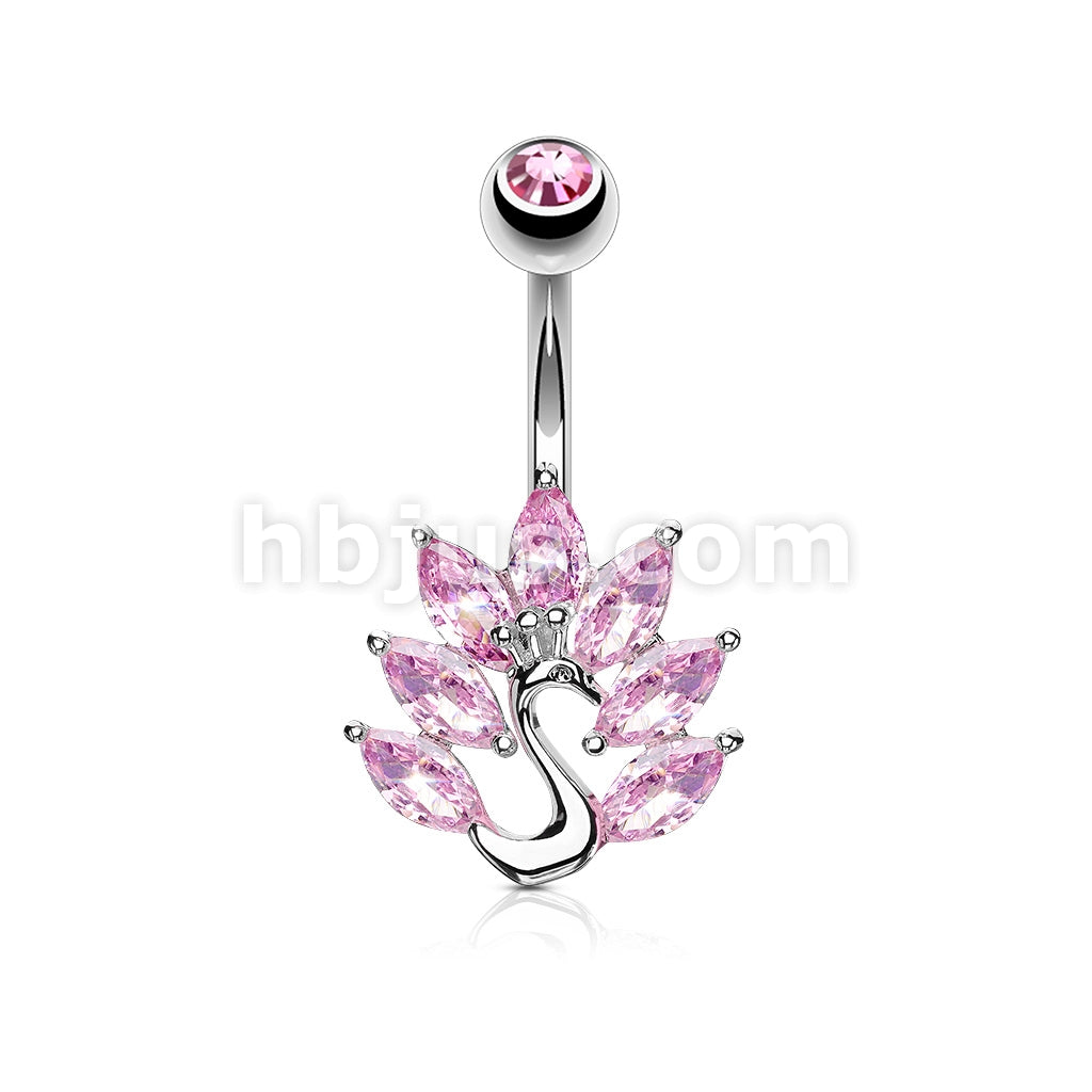 316L Surgical Steel 316L Surgical Steel Marquise CZ Peacock Belly... - Image 4