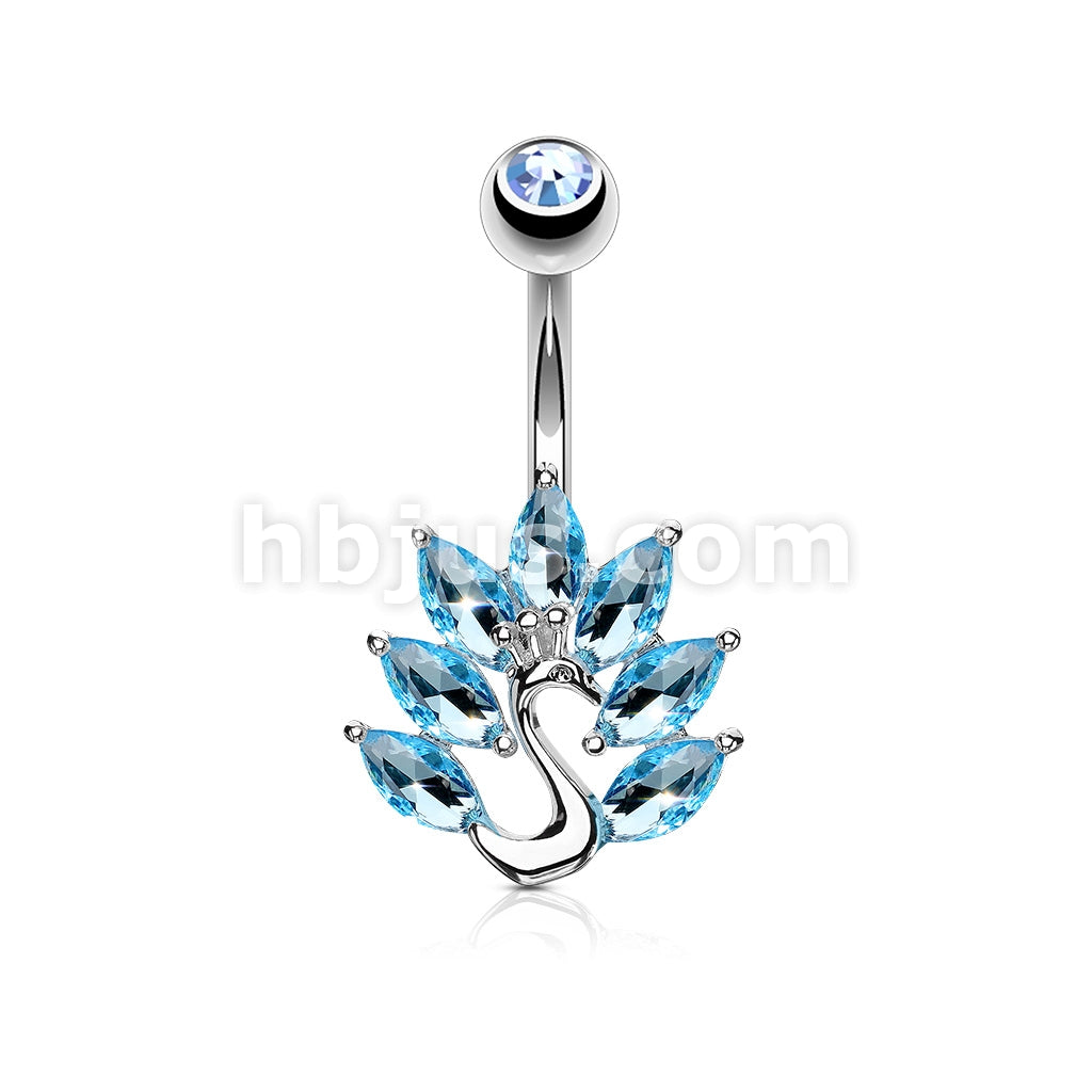 316L Surgical Steel 316L Surgical Steel Marquise CZ Peacock Belly... - Image 5