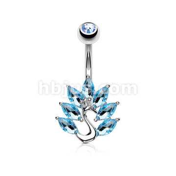 316L Surgical Steel 316L Surgical Steel Marquise CZ Peacock Belly... - Image 5