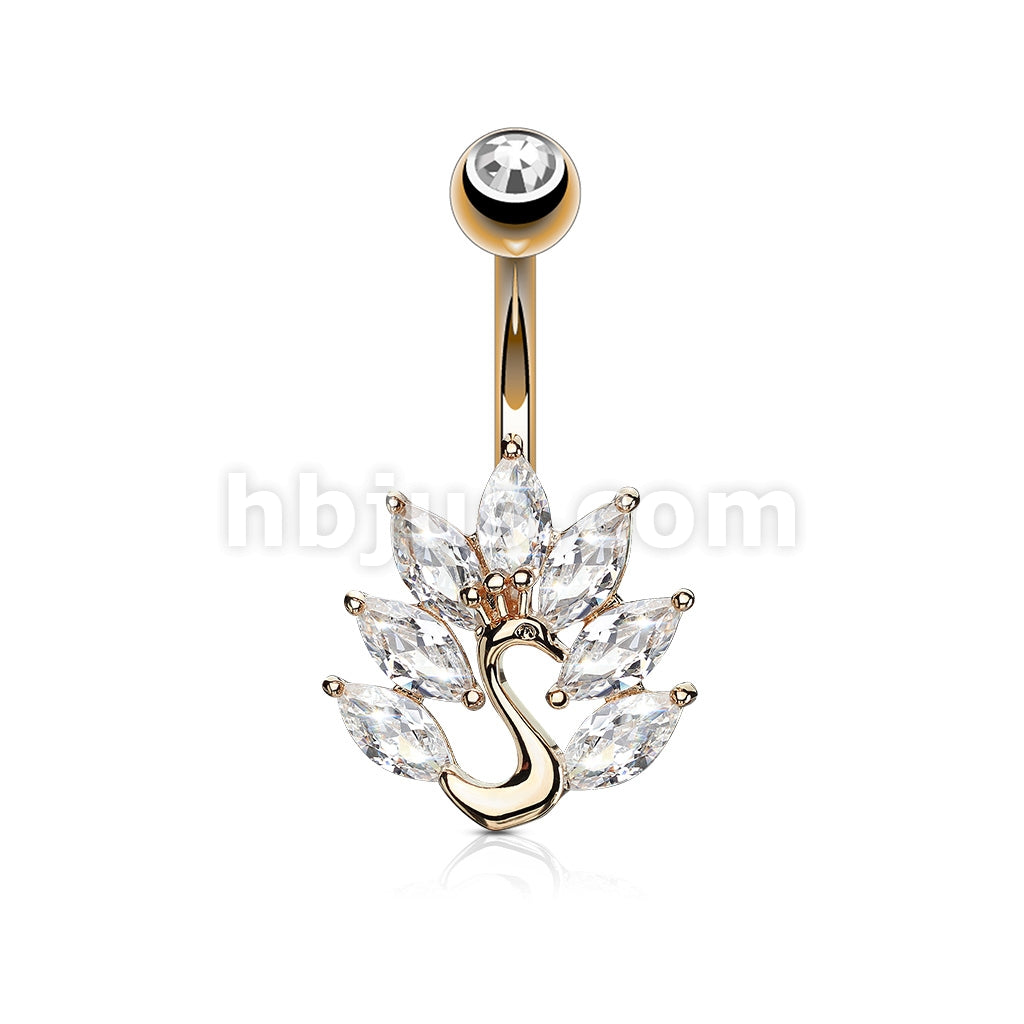 316L Surgical Steel 316L Surgical Steel Marquise CZ Peacock Belly... - Image 6