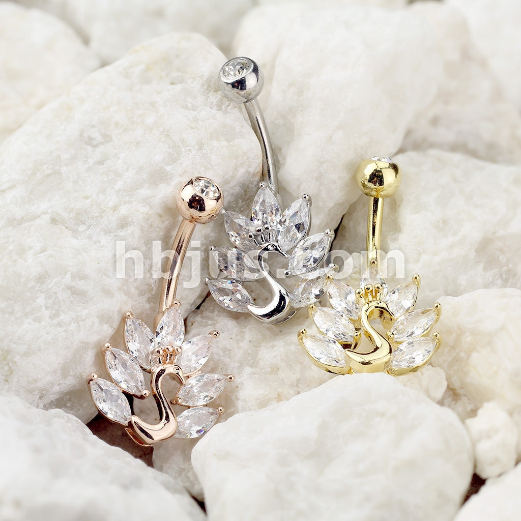 316L Surgical Steel 316L Surgical Steel Marquise CZ Peacock Belly... - Image 7