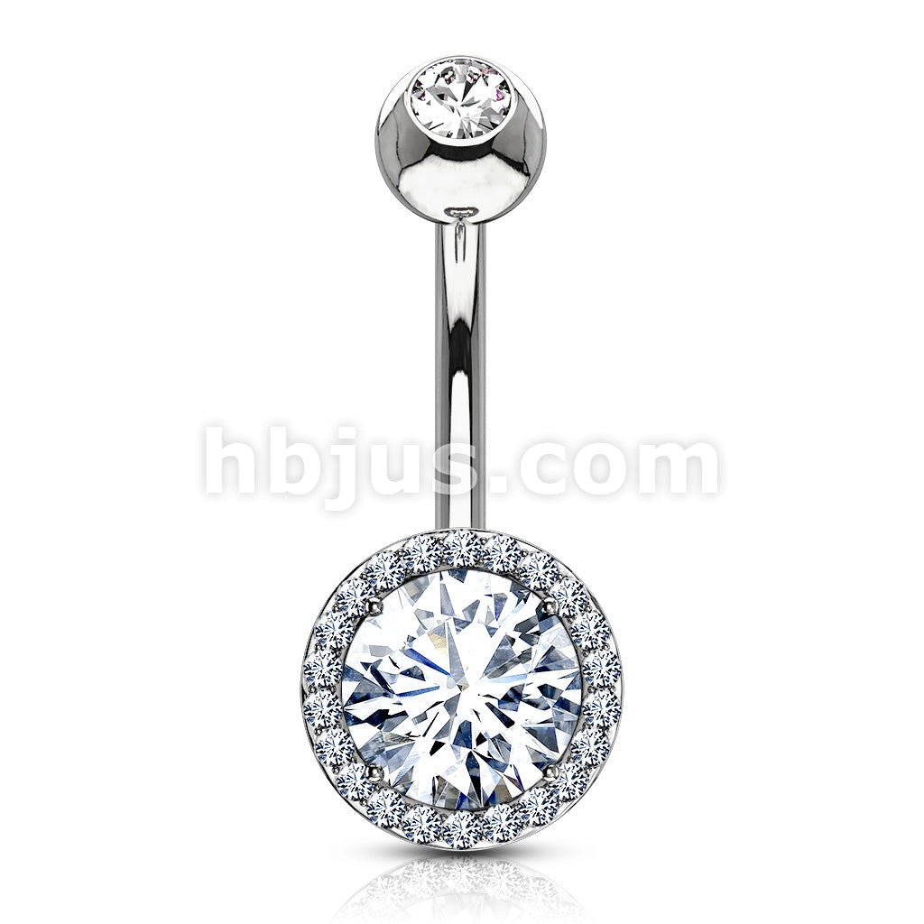 316L Surgical Steel CZ Around Round Prong Set CZ Center Double Tier... - Image 3