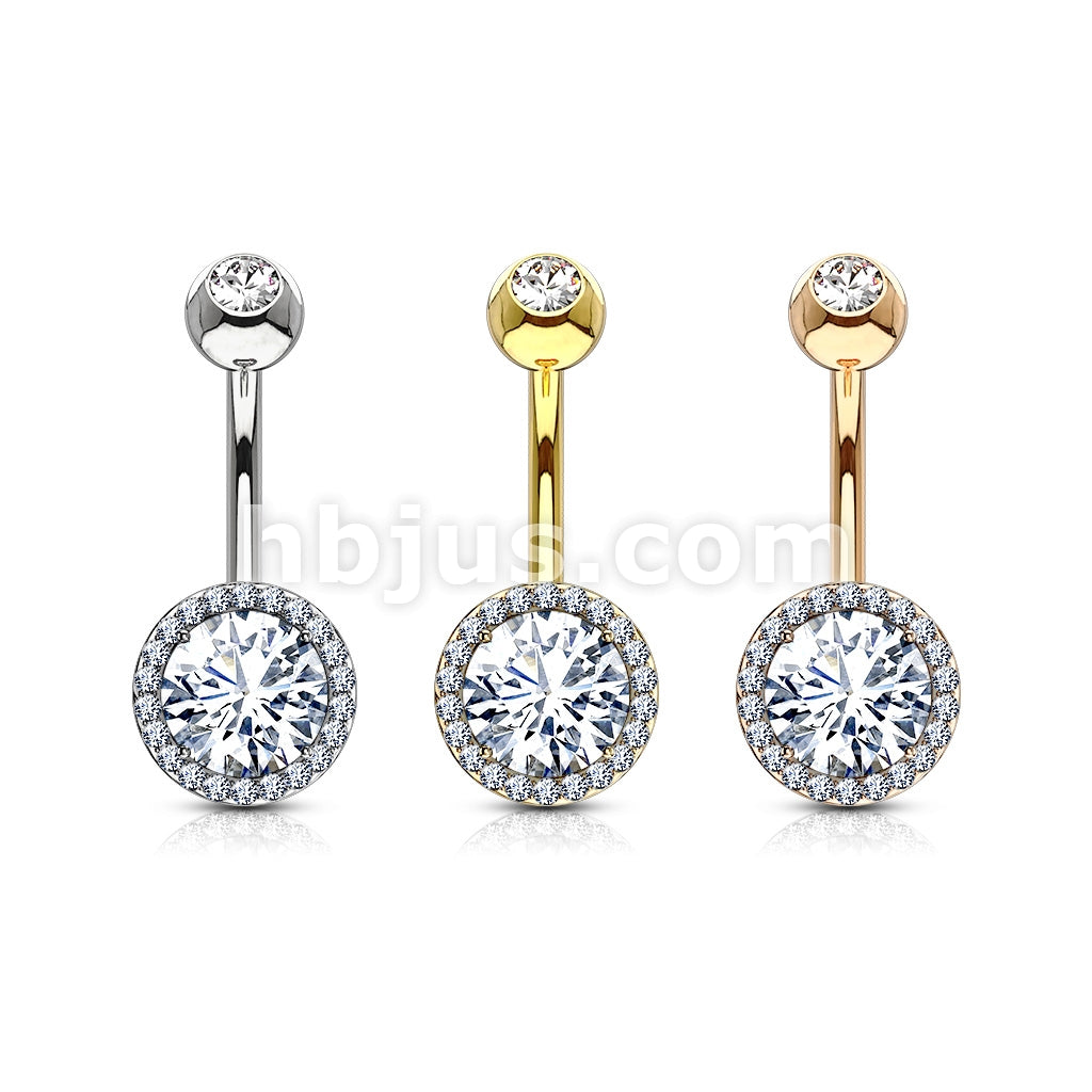 316L Surgical Steel CZ Around Round Prong Set CZ Center Double Tier... - Image 7