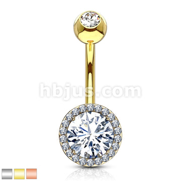 316L Surgical Steel CZ Around Round Prong Set CZ Center Double Tier... - Image 2