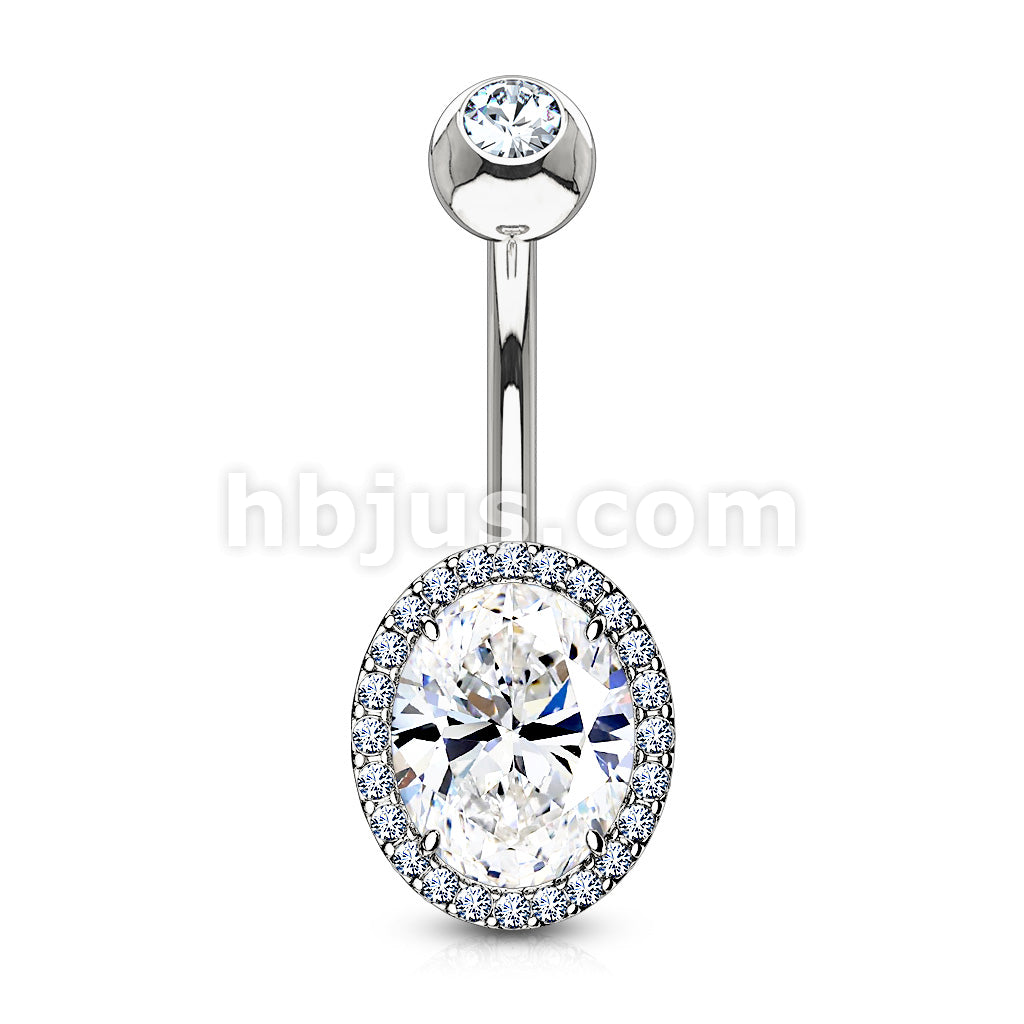 316L Surgical Steel CZ Around Ova Prong Set CZ Center Double Tier 316L... - Image 3